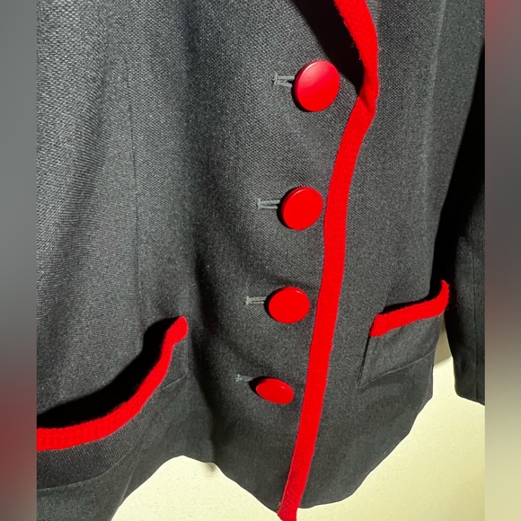 Yves Saint Laurent Encore Black And Red Blazer Made In France Size 14 Laine Wool - Picture 8 of 10